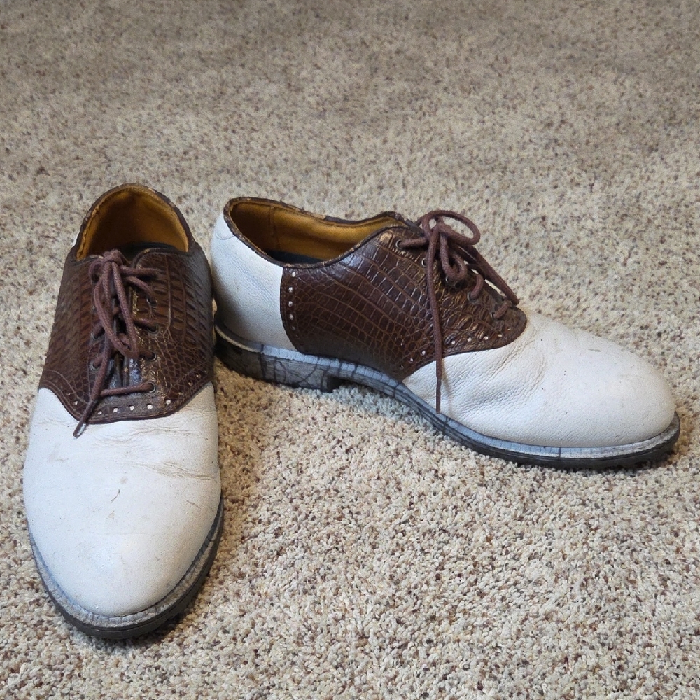 Vintage Nike Air Kempshall Last Brown White Leather Saddle Golf Shoes Size 9